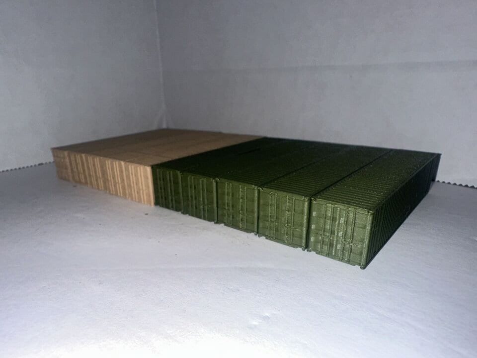N - Scale Army US Military Shipping Containers High Detail 1:160 40' (10 - pack) Cargo Crates