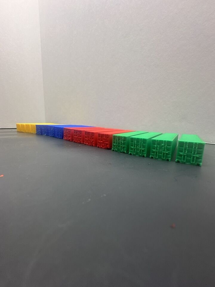 N - Scale 1:160 Shipping Containers (16-Pack) Multicolor High Detail 53' Cargo Red Green Blue Yellow Crates for Model Diorama